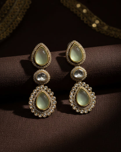 Olive Amani Premium Designer Zircone Polki Dupe Earring