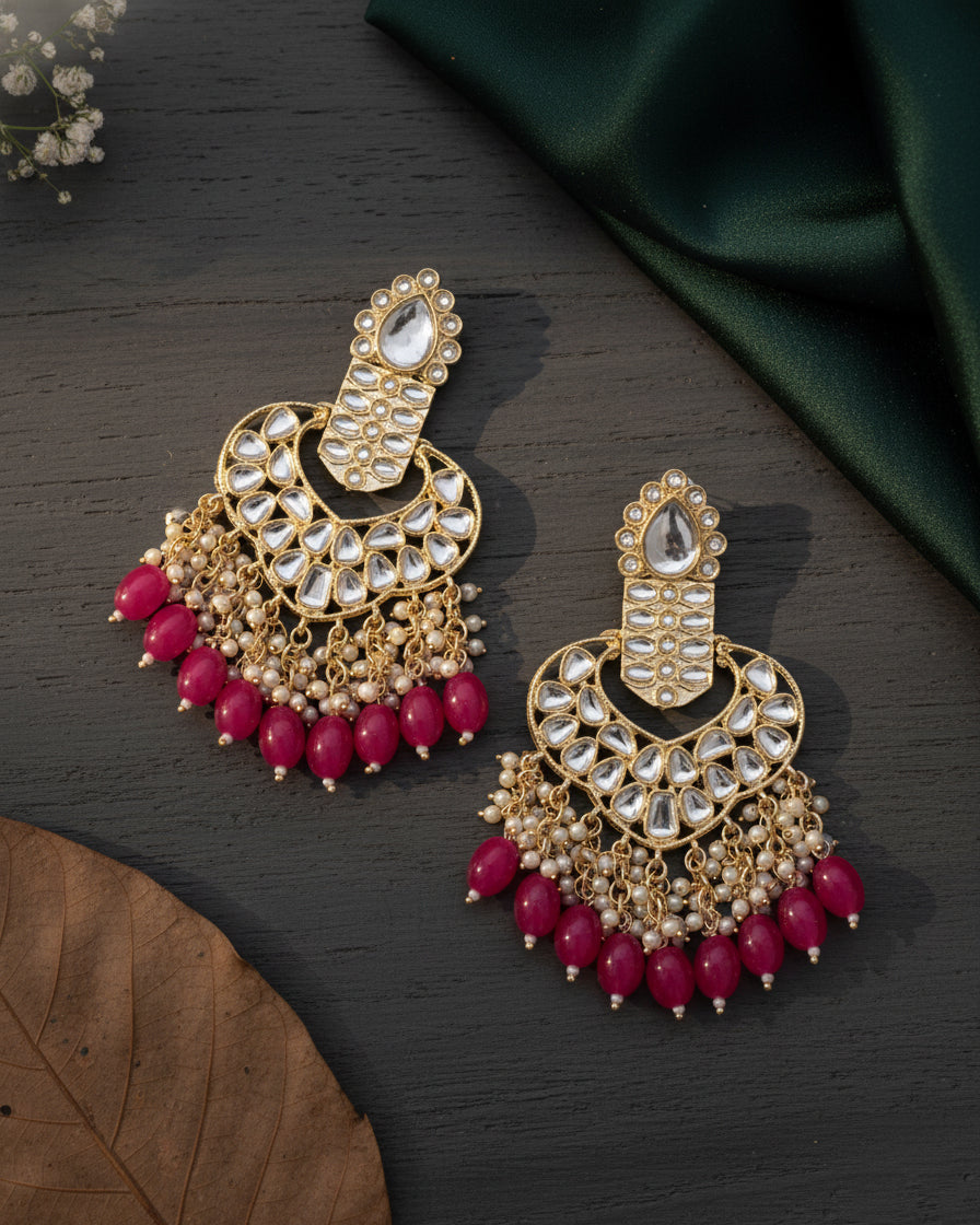 Dark Pink Neena Chandbali