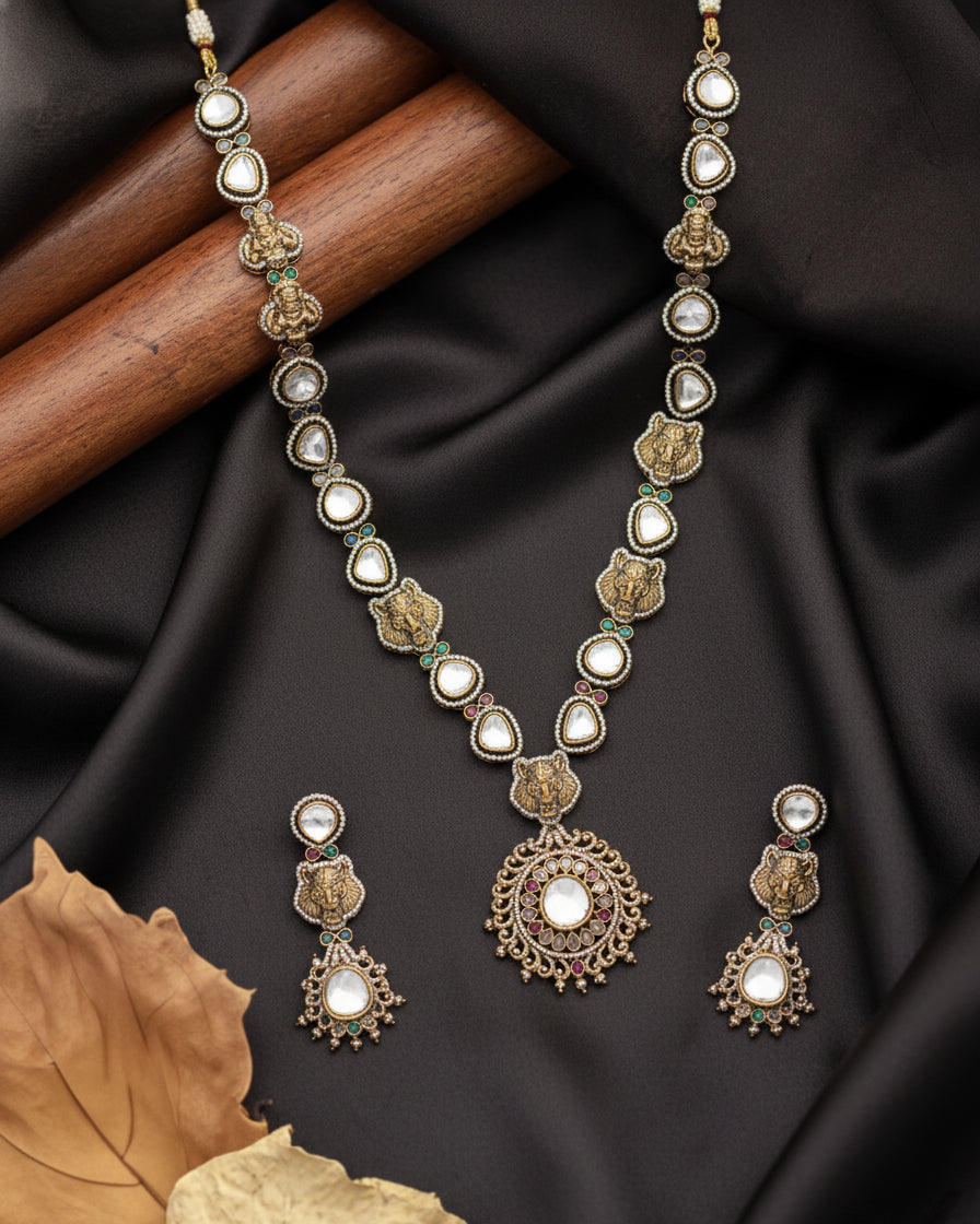Valeria Premium Sabya Long Necklace Set with Earring