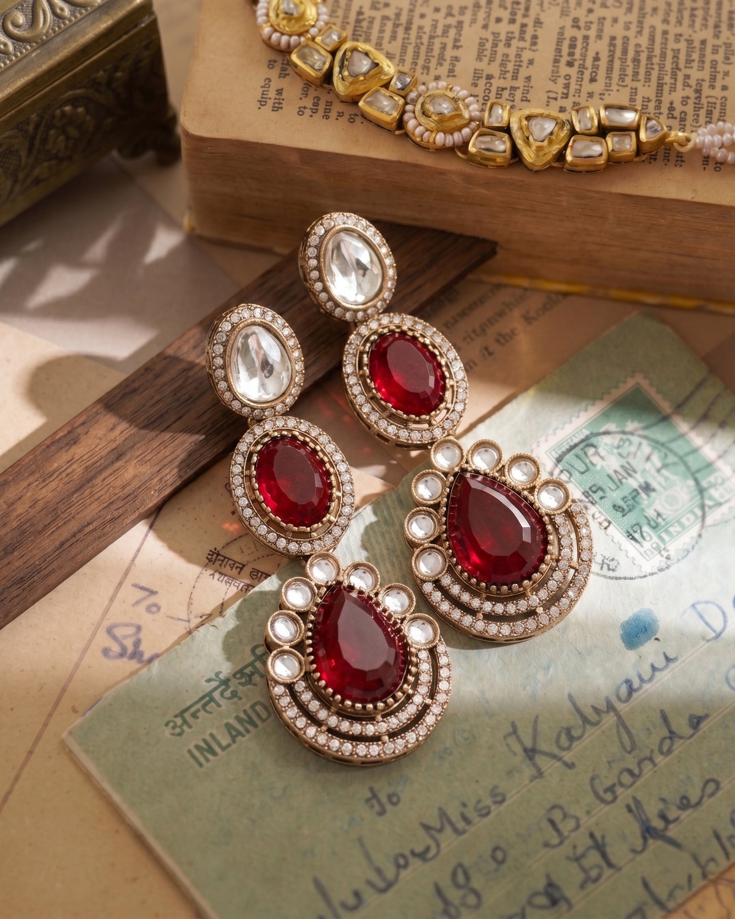Ruby Amreen Premium Designer Zircone Polki Dupe Earring