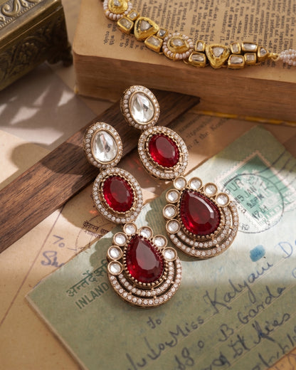Ruby Amreen Premium Designer Zircone Polki Dupe Earring