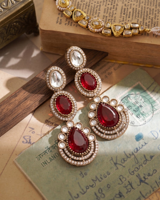 Ruby Amreen Premium Designer Zircone Polki Dupe Earring