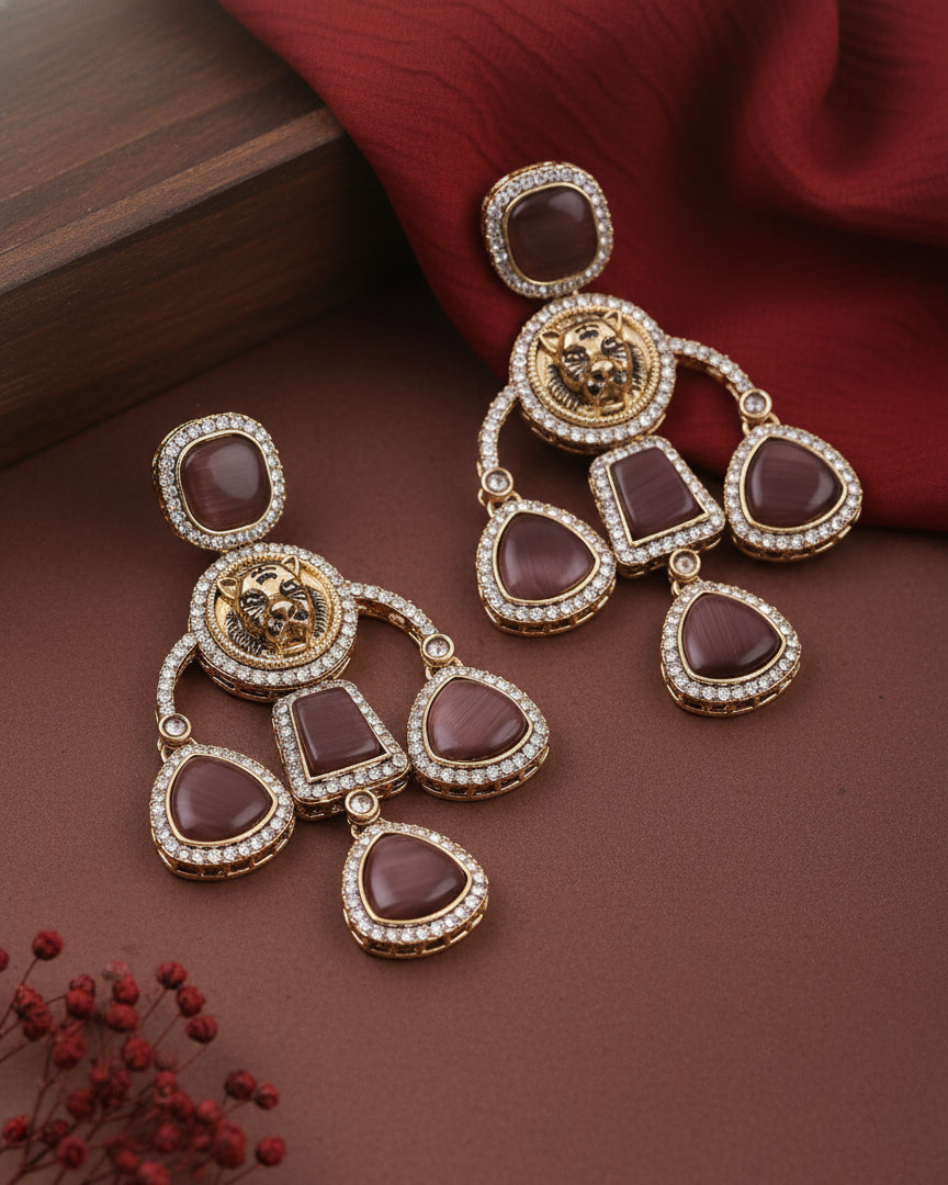 Anaya Wine Sabya Designer Earring