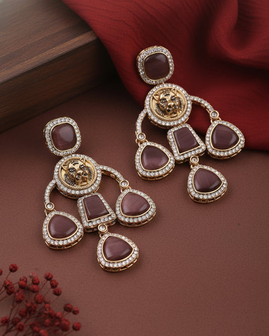 Wine Sabya Designer Earring
