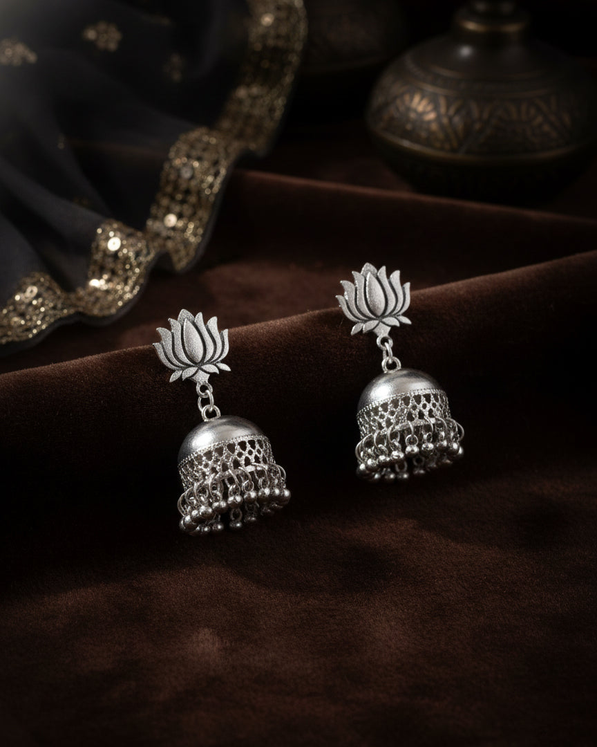 Silver Faizan Oxidised Jhumka Earrings
