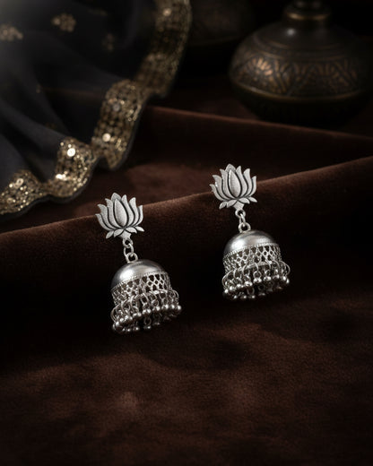 Silver Faizan Oxidised Jhumka Earrings