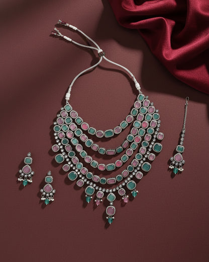 Pastel Parineeti Wedding Necklace Set - Black
