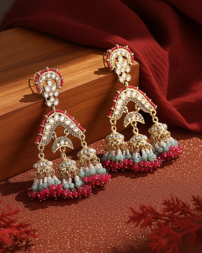 Pink Prabhnoor Jhumka