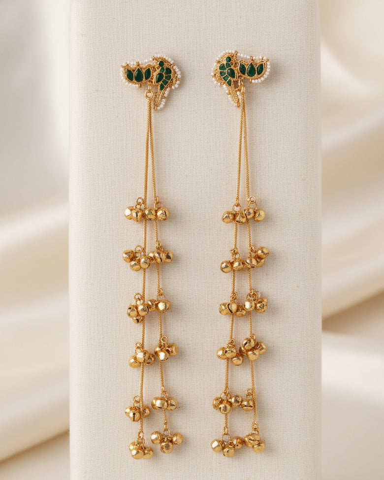 Green Arin Kashmiri Look Ghunghru Jhumka Earring