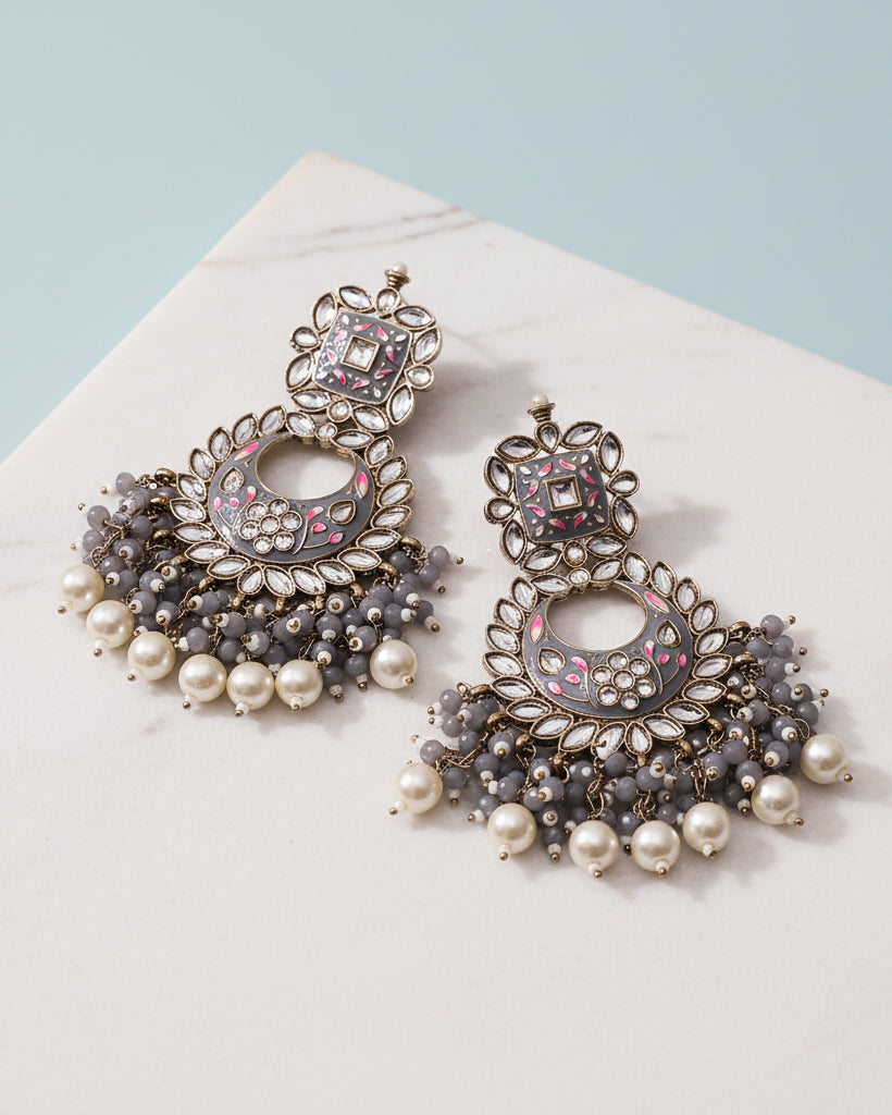 Grey Anisha Chandbali