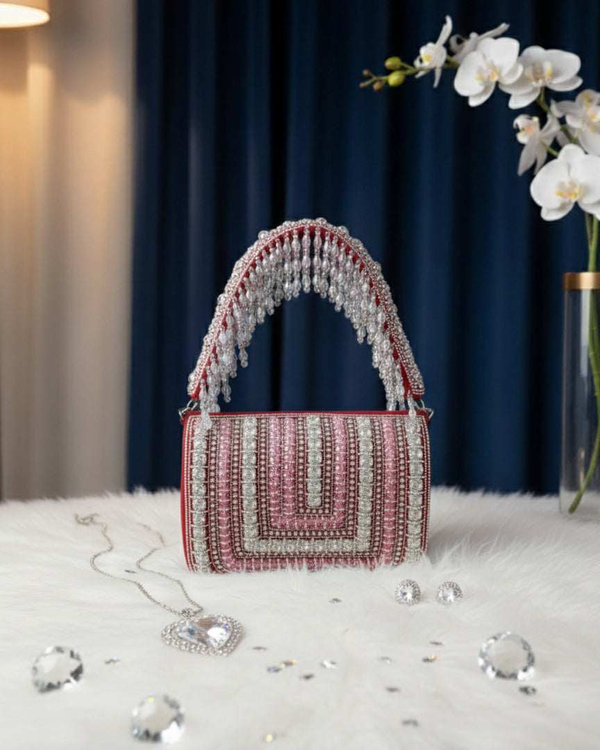 Diana Rhinestone Flap Clutch