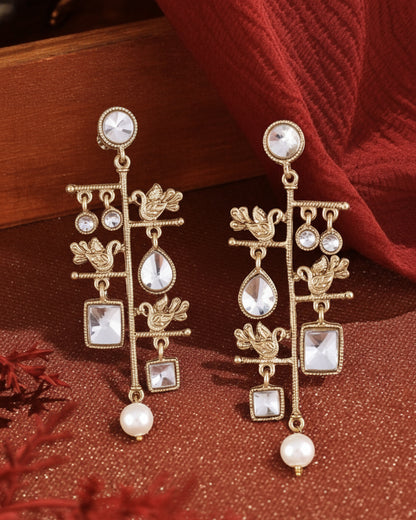 White Mohana Designer Peacock Earring