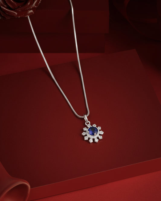 Blue Zeliana AD Pendant Necklace