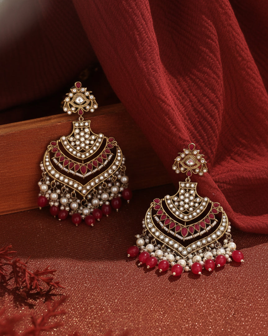 Dark Pink Barkha Chandbali