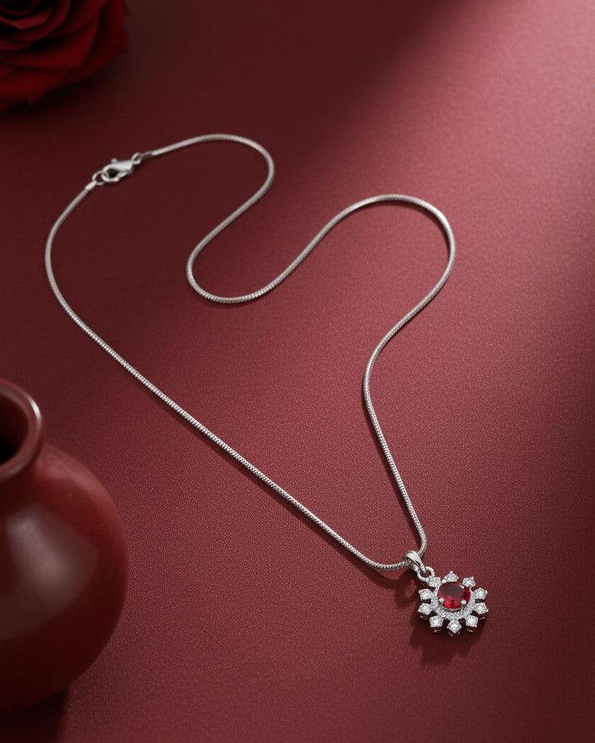 Red Zeliana AD Pendant Necklace