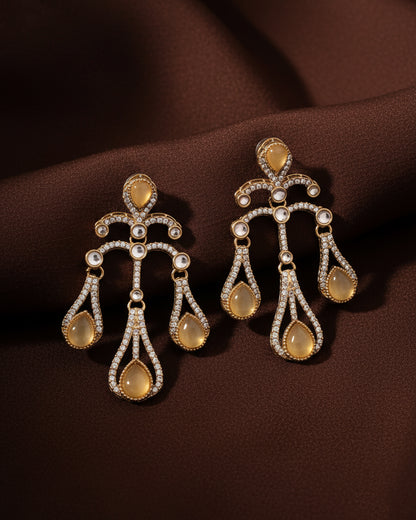 Yellow Urvi Premium Designer Zircone Earring