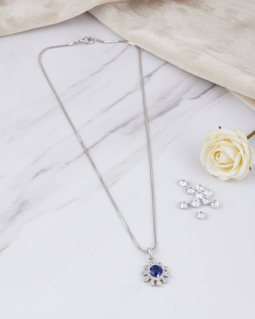 Blue Zeliana AD Pendant Necklace