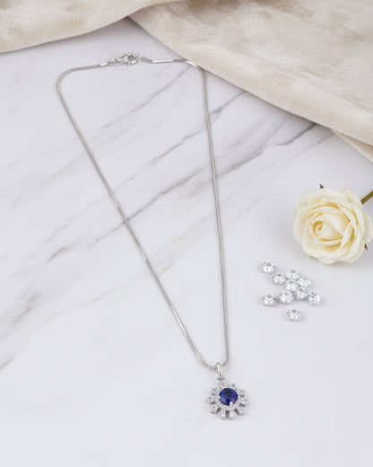 Blue Zeliana AD Pendant Necklace