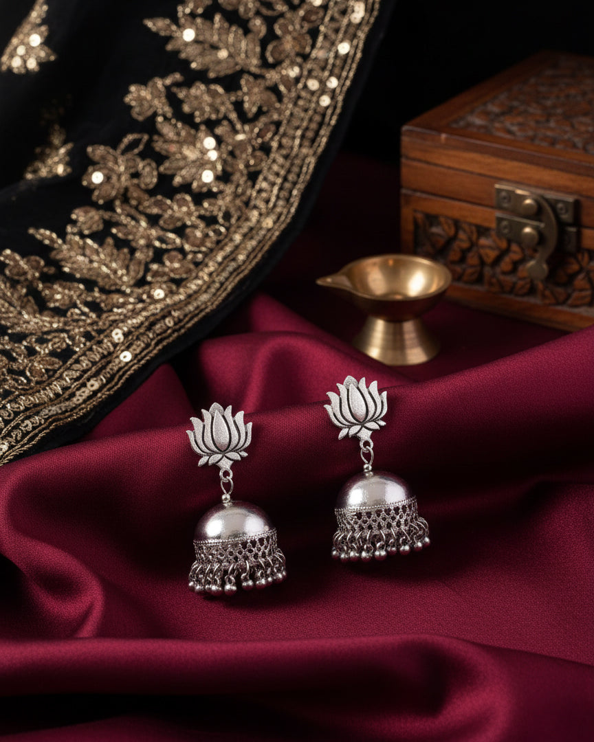 Silver Faizan Oxidised Jhumka Earrings