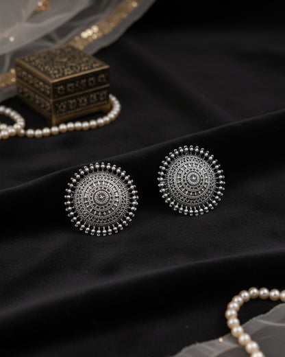 Silver Aahan Oxidised Stud Earrings