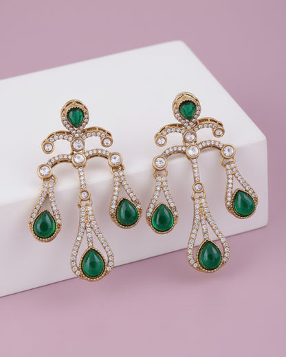 Green Urvi Premium Designer Zircone Earring