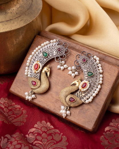 Ruby Green Uraisha Designer Ear Cuff Earring