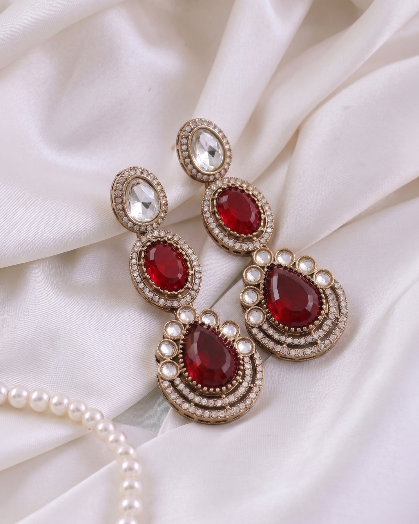 Ruby Amreen Premium Designer Zircone Polki Dupe Earring