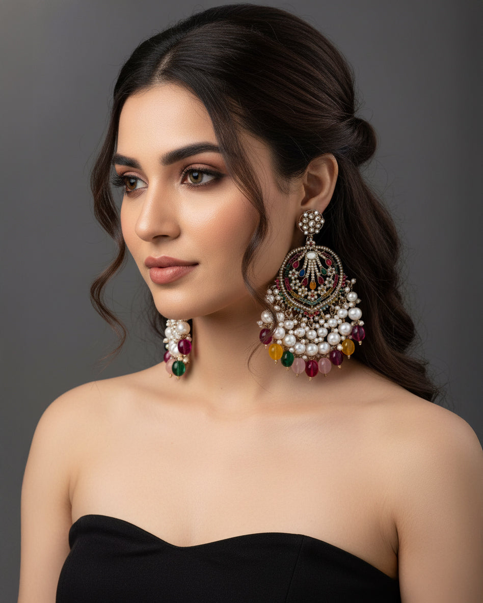 Multi Ishmeet Designer Jadau Pakistani Chandbali