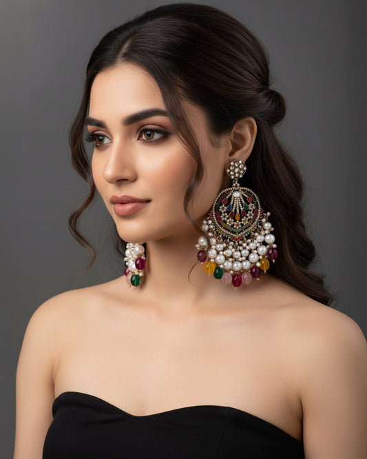 Multi Ishmeet Designer Jadau Pakistani Chandbali