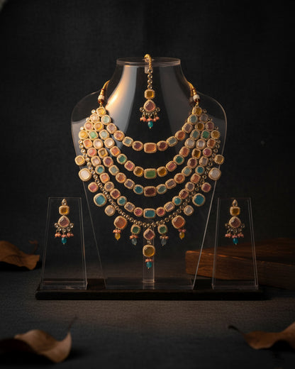 Multi Parineeti Wedding Necklace Set - Gold