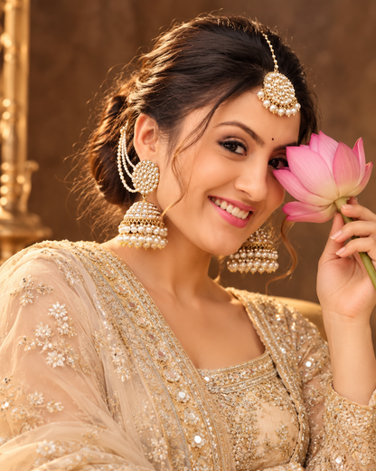 Pearl Guneet Sahara Jhumka & Teeka Combo Set