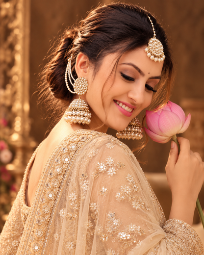 Pearl Guneet Sahara Jhumka & Teeka Combo Set
