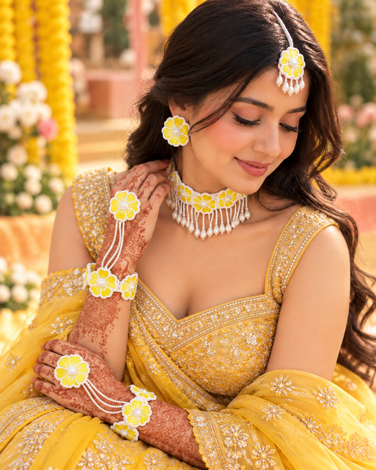 Yellow Kohinoora Handmade Jewellery For Haldi & Mehendi