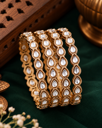 Vaishvi Kundan Bangle - Pack of 4