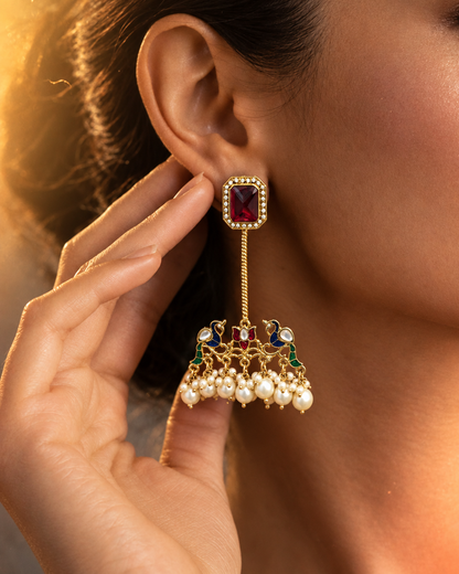 Red Rasleen Designer Earring