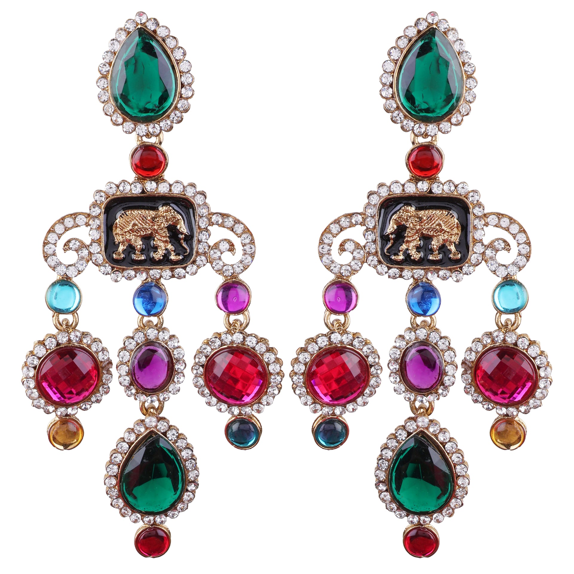 Green Pink Varsha Designer Earring