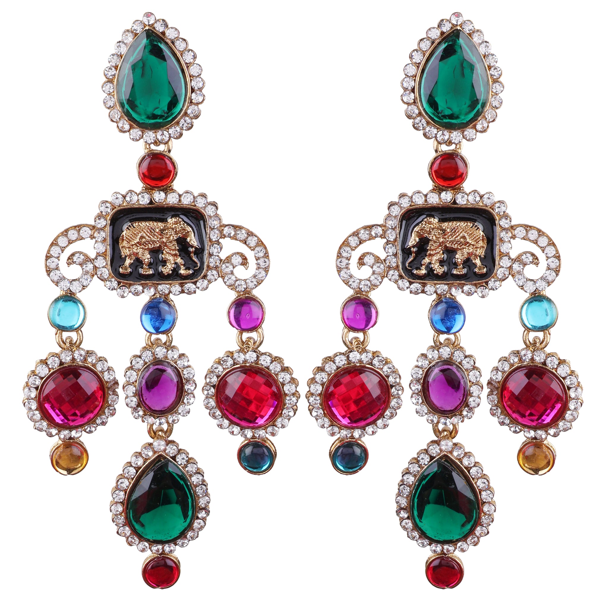 Green Pink Varsha Designer Earring