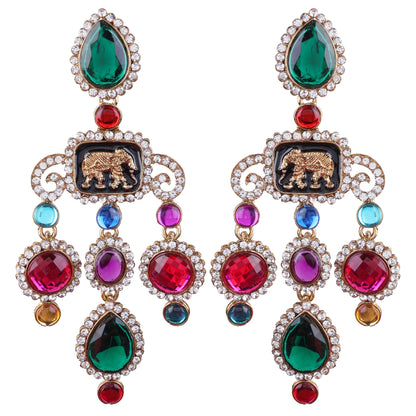 Green Pink Varsha Designer Earring