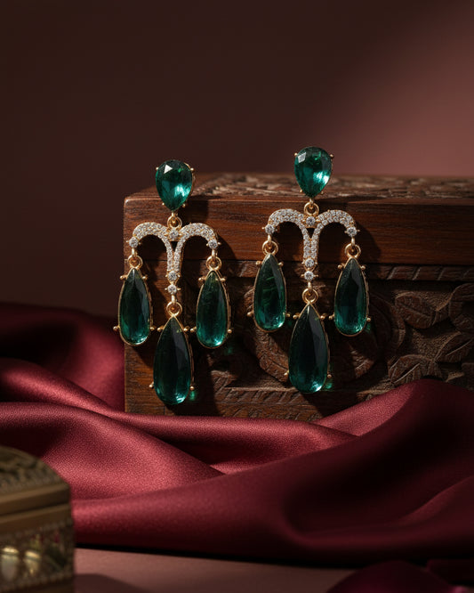 Green Ishika Designer Zircone Earring