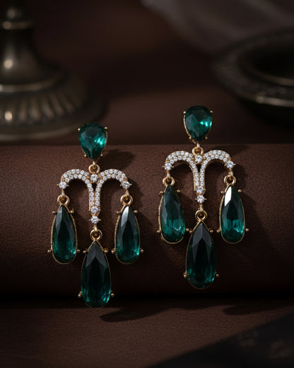 Green Ishika Designer Zircone Earring