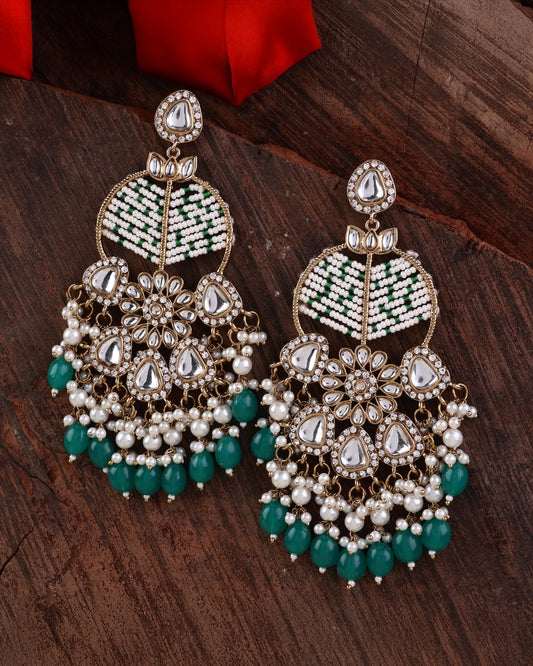 Emerald Green Ranveer Designer Chandbali Earring