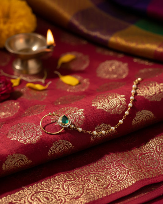 Green Anukrit Nath Non Pierced Nose Ring