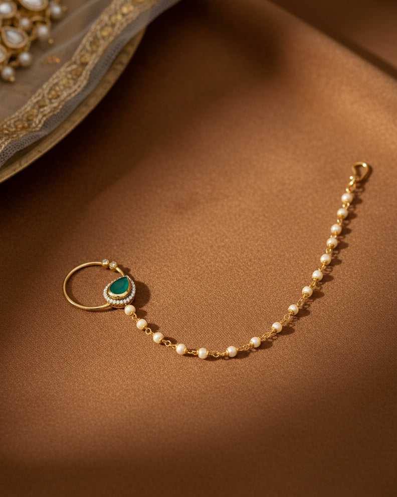 Green Anukrit Nath Non Pierced Nose Ring