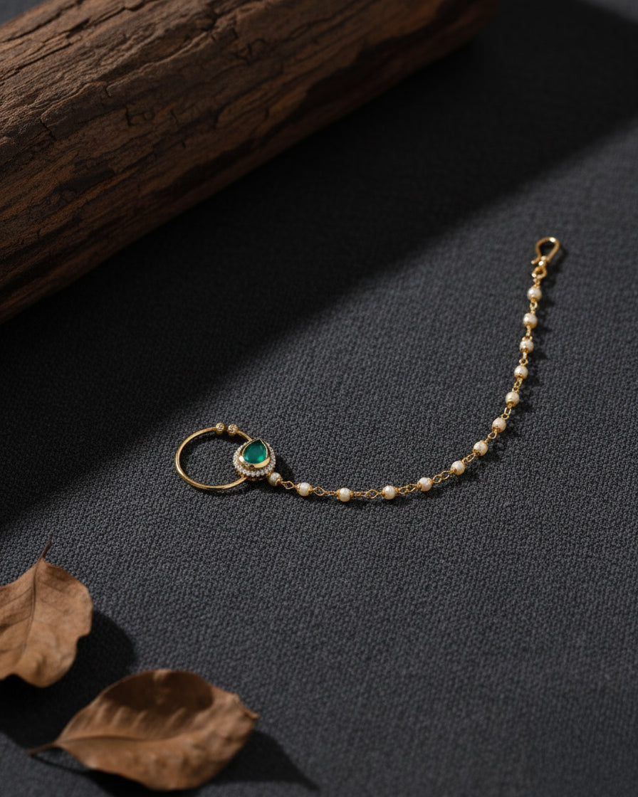 Green Anukrit Nath Non Pierced Nose Ring