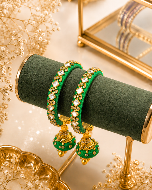 Green Anindita Bangle Set of 2 - Openable
