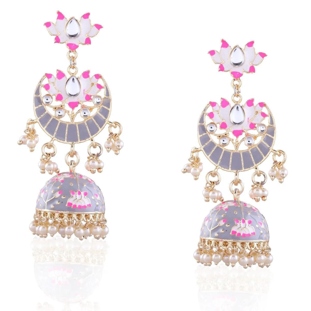 Grey Long Moon Jhumka