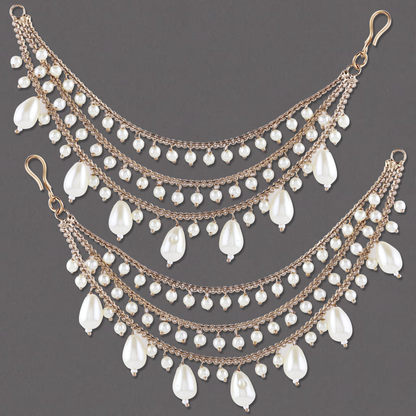 Copper Bahubali Pearl Kaan Chain Pair