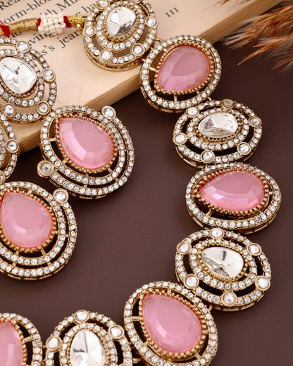 Blush Hania Premium Polki Dupe Necklace with Earring and Mangteeka