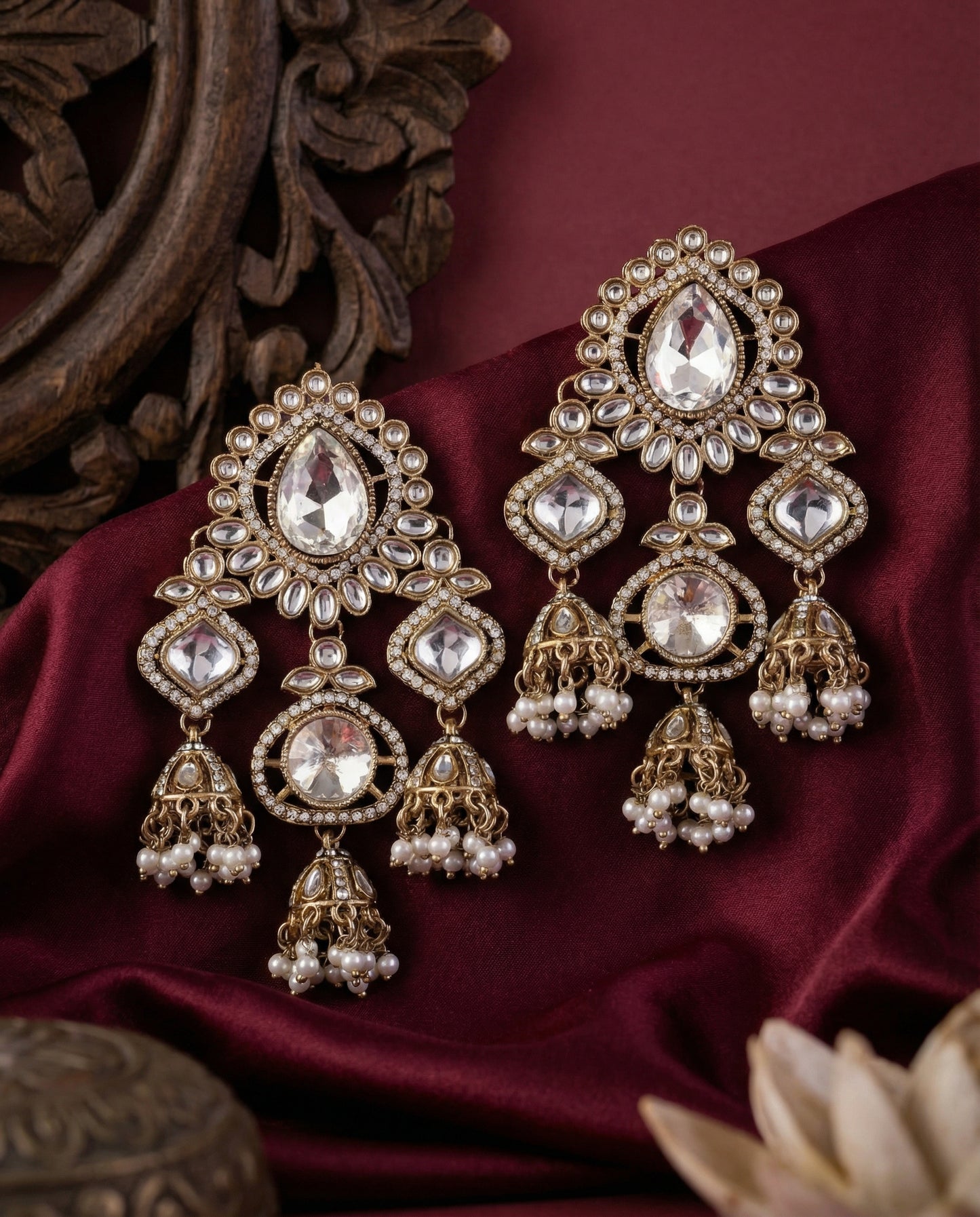 Kokini Designer Zircone Polki Dupe Earring