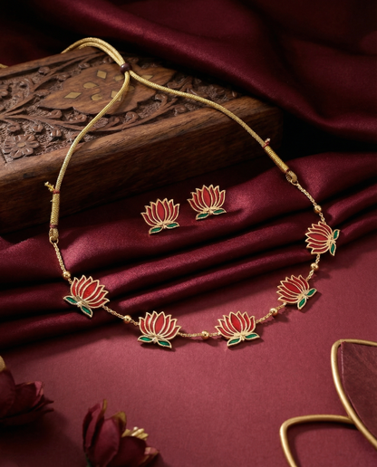 Bhavneet Lotus Choker Set with Earring